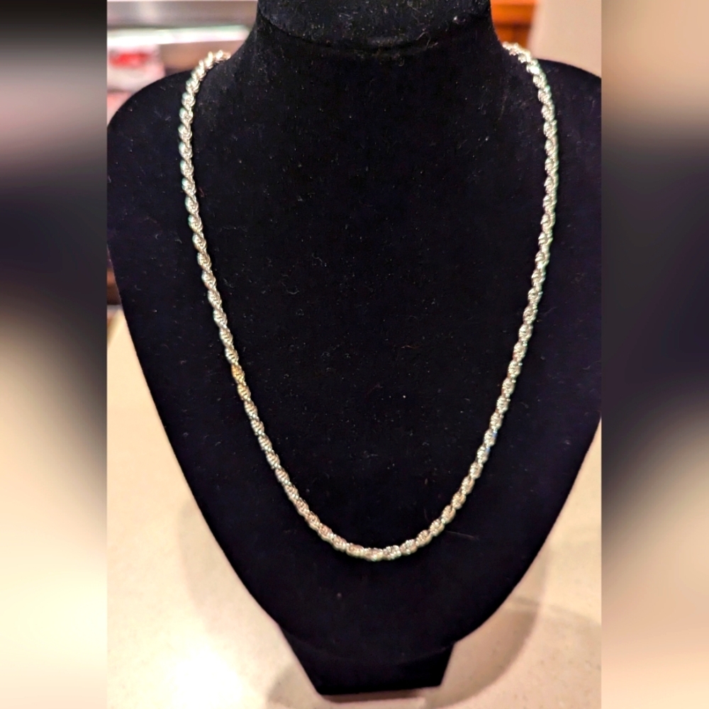 925 Italy stamped silver rope necklace